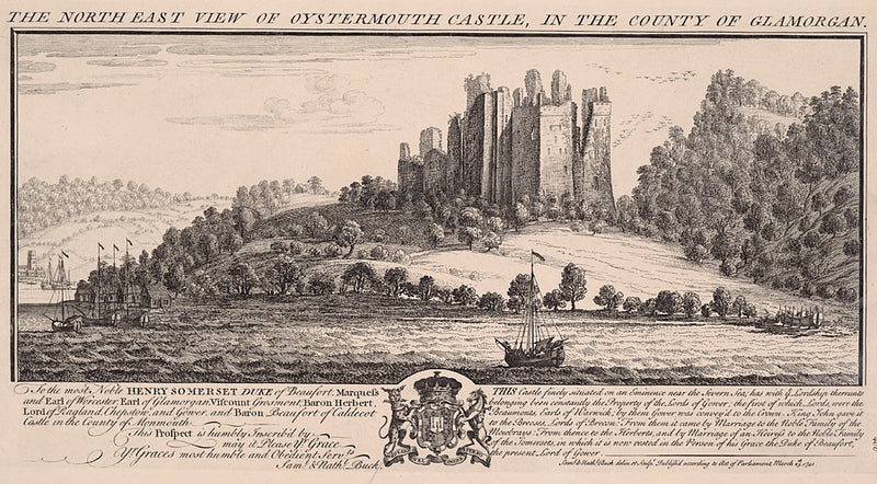 The North-East View of Oystermouth Castle, In the county of Glamorgan