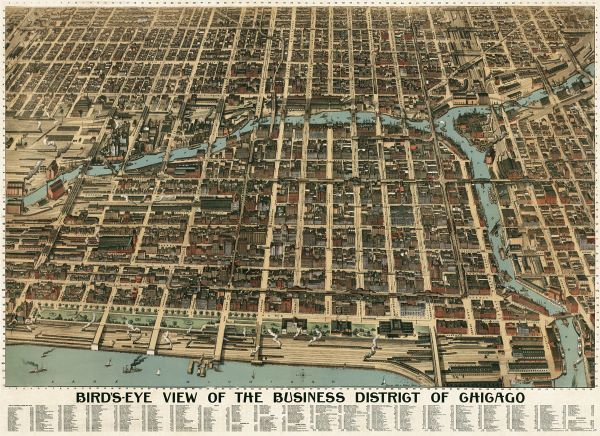 Birdâ€™s Eye View of the Business District of Chicago, 1898