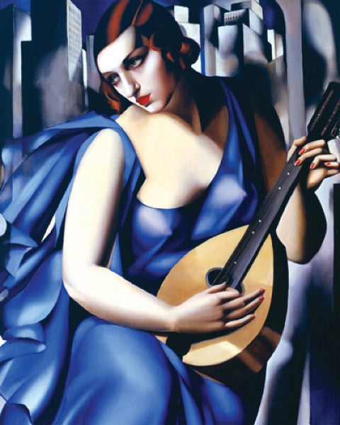 Femme En Bleu Avec Guitare