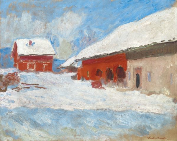 Les maisons rouges a Bjoernegaard, Norvege, 1895