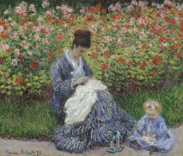 Camille Monet and a Child in the Artist's Garden in Argenteuil, 1875