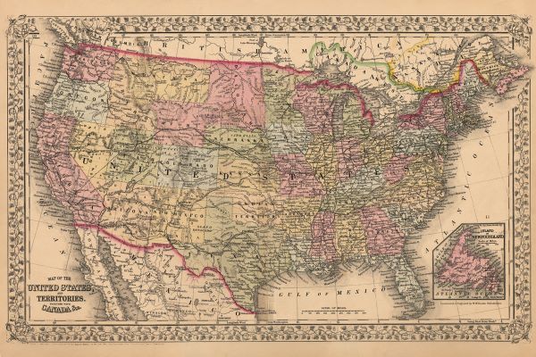 Map of the United States, 1867