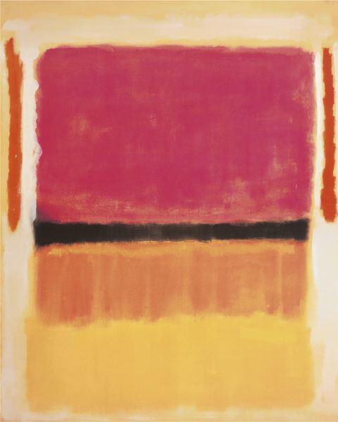 Untitled (Violet, Black, Orange, Yellow on White and Red), 1949