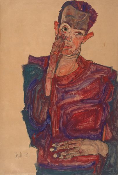 Self-Portrait with Eyelid Pulled Down, 1910