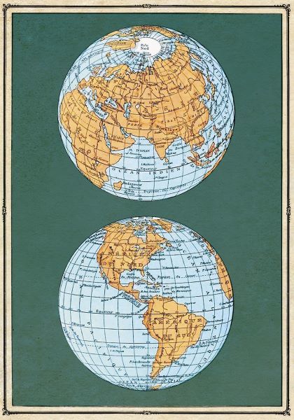 Map of the Worldâ€™s Hemispheres, two views