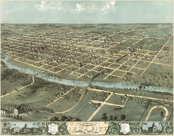 Birdâ€™s Eye View of Iowa City, Iowa, 1868