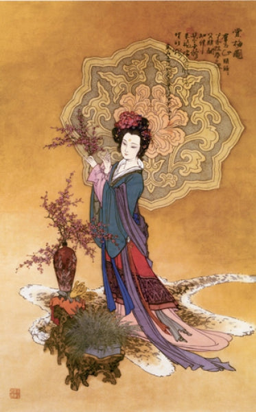 Lady With Plum Flowers