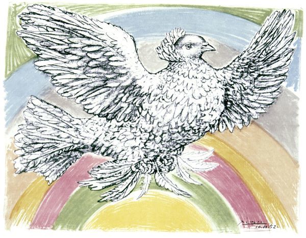 Flying Dove with Rainbow Background, 1952
