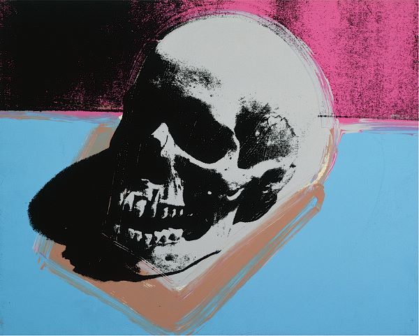 Skull, 1976 (white on blue and pink)