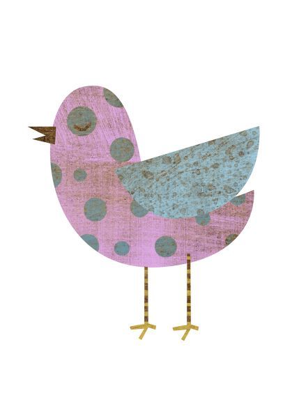 Pink and Blue Polka Dot Bird