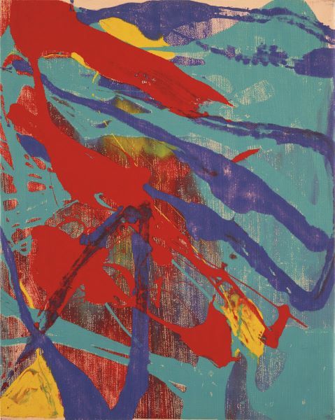 Abstract Painting, c. 1982 (aqua, red, indigo, yellow)