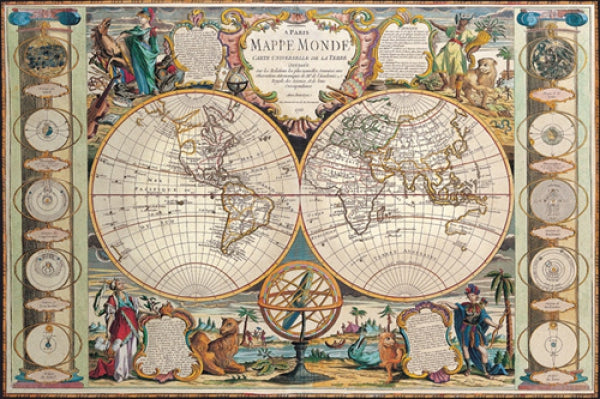 Antique Map - Mappe Monde, 1755