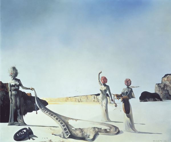 Three Young Surrealist Women Holding in their Arms the Skins of an Orchestra, 1936