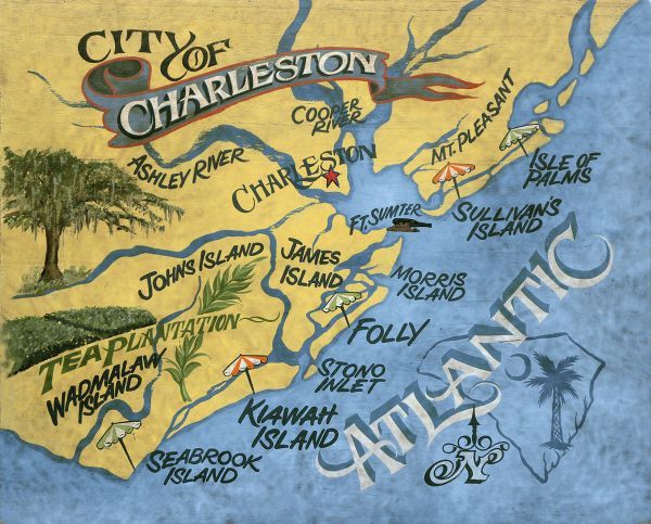 Charleston, South Carolina Beach Map