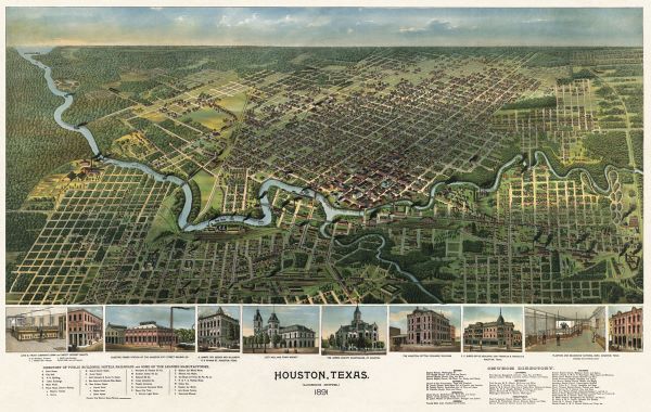 Birdâ€™s Eye Map of Houston, Texas, 1891