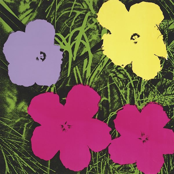 Flowers, 1970 (1 purple, 1 yellow, 2 pink)