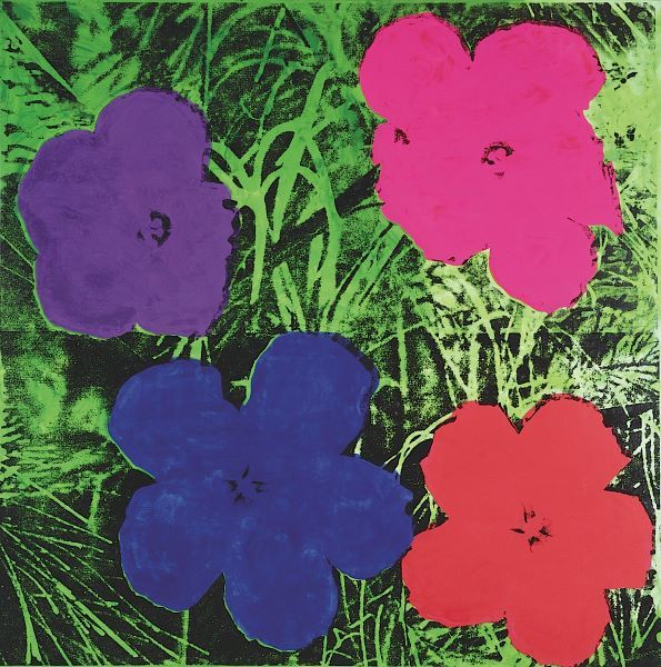 Flowers, c. 1964 (1 purple, 1 blue, 1 pink, 1 red)