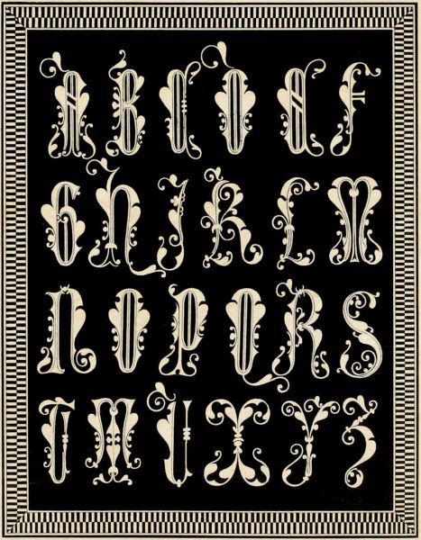 Ornamental French Alphabet (black and white)