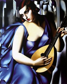 Woman in Blue with Guitar